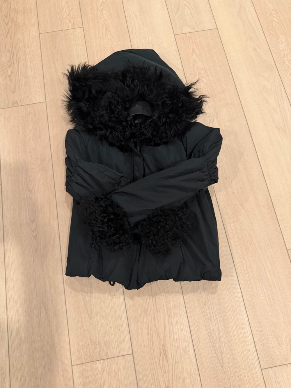 Donna Karan Puffer Jacket with Faux Fur hood and trim